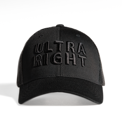 Ultra Right Beer Black on Black 3D Puff Embroidery Hat